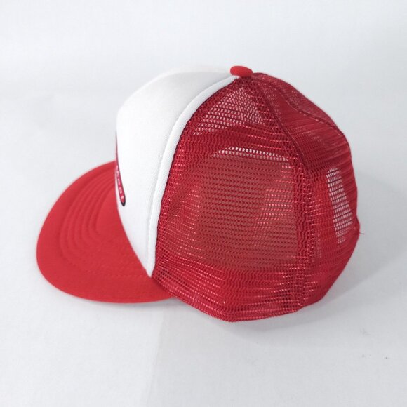 Vintage Daniels Western Meat Hat Cap Snap Back Red White Mesh Trucker Promo 80s - Picture 2 of 8
